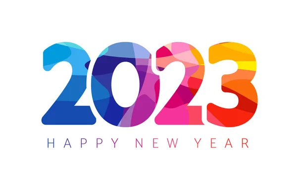 2023 Feliz Año Nuevo Felicitaciones Cortar Dígitos Colores Creativos Concepto — Archivo Imágenes Vectoriales
