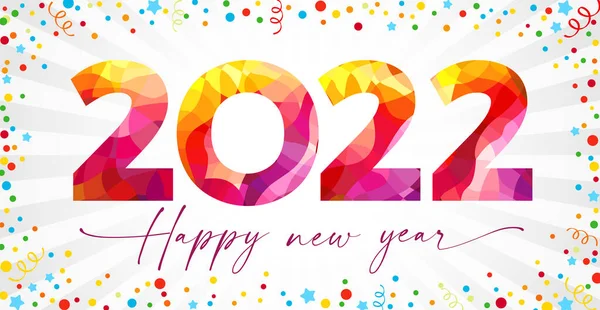 2022 Šťastný Nový Rok Gratuluji Kreativní Červené Číslice Logotyp Uměleckého — Stockový vektor