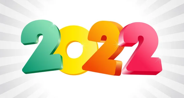 Feliz Año Nuevo 2022 Icono Colorido Decoración Creativa Estilo Concepto — Vector de stock
