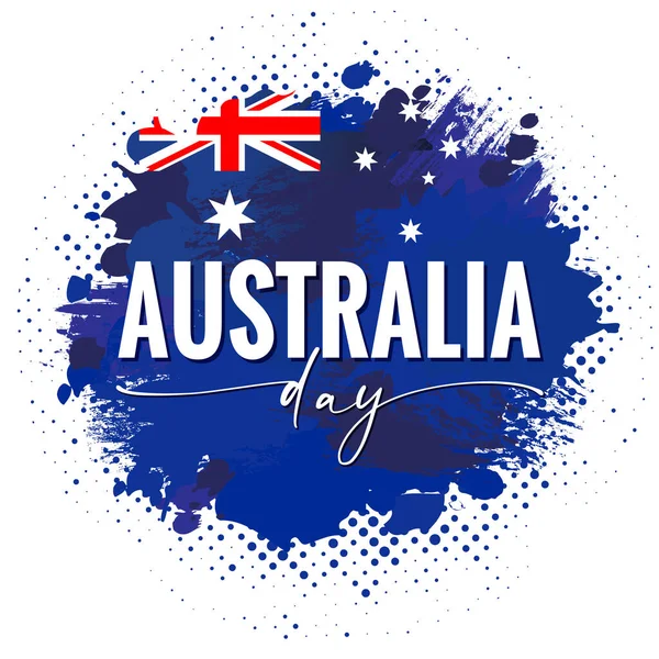 Australia Day Brush Ink Grunge Flag Background Australian Holiday Banner —  Vetores de Stock