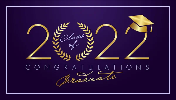 2022年卒業賞受賞 今年の賞 クラスオフまたは学校のアイデアに戻る 黄金の数字20 22と丸いヤシのリース 抽象的なグラフィックデザインテンプレートを分離 — ストックベクタ