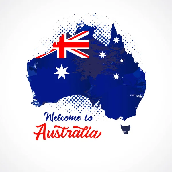 Symbol Poster Banner Welcome Australia Map Australia Decoration National Flag —  Vetores de Stock