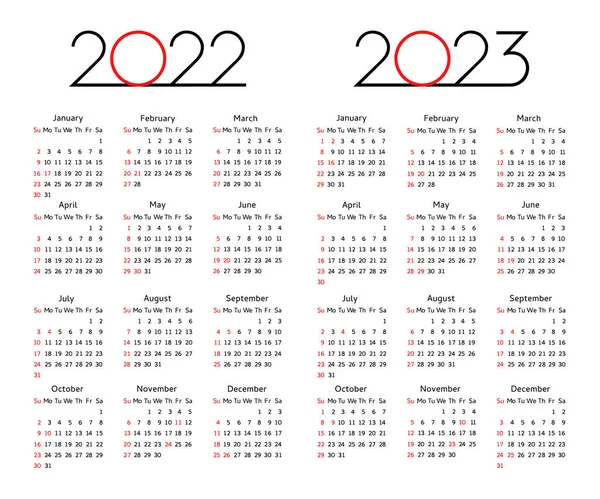 Ημερολόγιο 2022 2023 Έτος Επεξεργάσιμο Πρότυπο Εβδομάδα Ξεκινήσει Κυριακή Εταιρική — Διανυσματικό Αρχείο