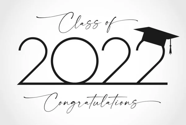 Abschlussjahrgang 2022 Schwarz Weiß Konzept Glückwunschkarte Für Die Schulferien Gratulation — Stockvektor