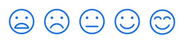 User Experience Feedback Sentiment Gesetzt Vektor Emoticon Symbole Für Ein — Stockvektor