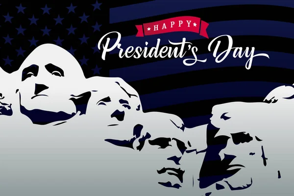 Feliz Día Del Presidente Con Monte Rushmore Presidents Monument Background — Vector de stock