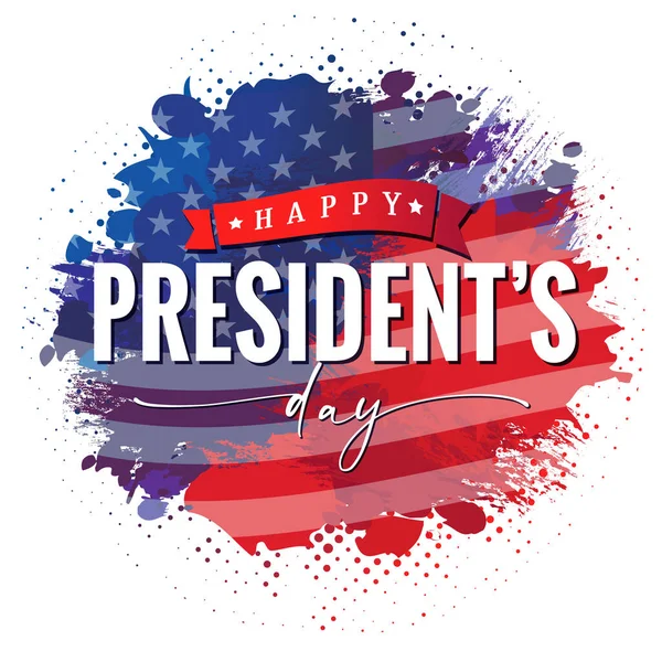 Joyeux Jour Des Présidents États Unis Brosse Drapeau Grunge Encre — Image vectorielle
