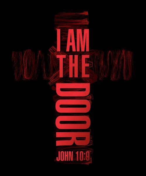 Jsem Černý Typ Dveří Křížovým Tvarem Evangelium Janovo Bible Svatá — Stockový vektor