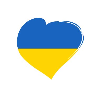 Aşk Ukrayna, kalp bayrağı amblemi. Ukrayna halkına destek ve sevgi kavramı. Ukrayna 'da barış için dua et, vektör illüstrasyonu