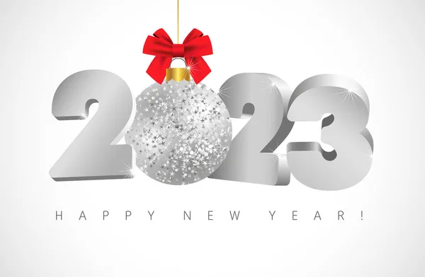 一个快乐的新年2023网络图标或按钮 贺卡的概念 白雪公主 佳士得树上闪闪发光的球 3D风格的数字 摘要孤立的图形设计模板 创意装饰 2023美丽的3D贺卡图标圣诞球 — 图库矢量图片