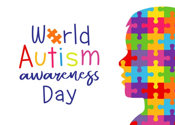 Journée Sensibilisation Autisme Puzzle Coloré Avril Puzzles Colorés Les Enfants — Image vectorielle