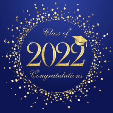 Eğitim ödülleri konsepti. 2022 mezunları selamlar. Sınıf dışı etkinlik, parlak altın çember. Soyut grafik tasarım şablonu. Dekoratif çerçeve. El yazısı kaligrafi. Bilim silindiri.