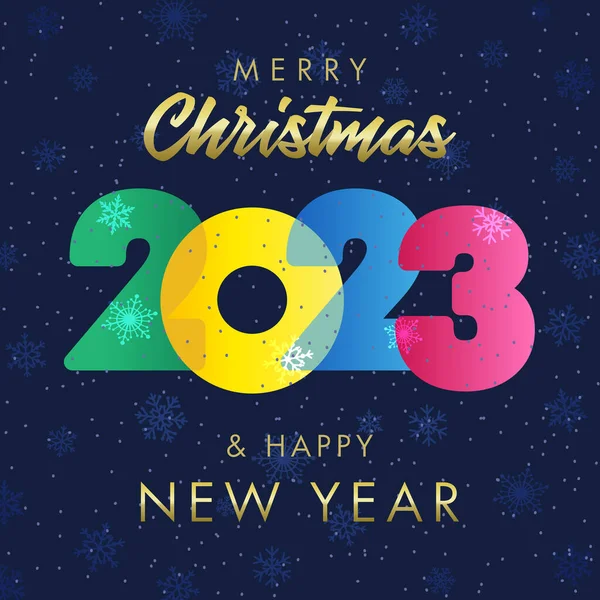 Belo Cartão Felicitações Feliz Natal Feliz Ano Novo 2023 Noite — Vetor de Stock
