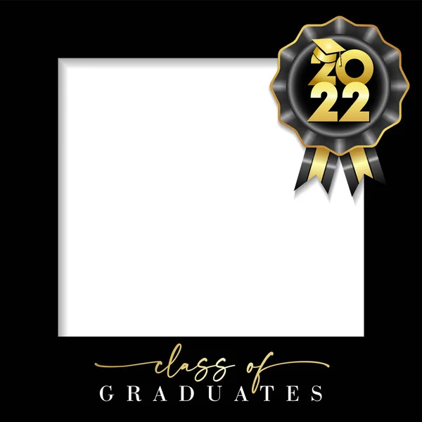 Class 2022 Graduation Photo Frame University College Graduating Congrats Black — ストックベクタ