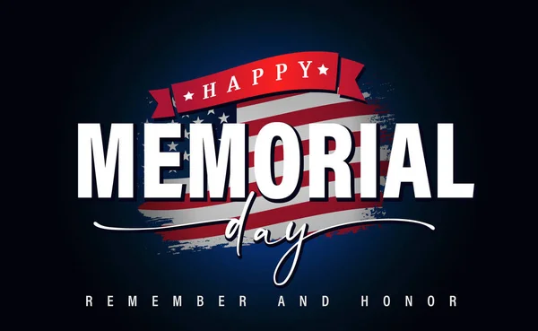 Happy Memorial Day Remember Honor Lettering Grunge Flag Vector Illustration — vektorikuva