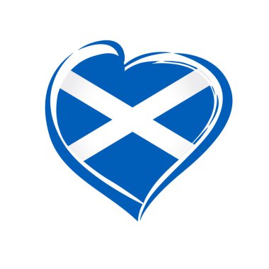 Bayrak renklerinde İskoçya amblemini seviyorum. İskoçya ulusal bayramı. Vektör illüstrasyonu