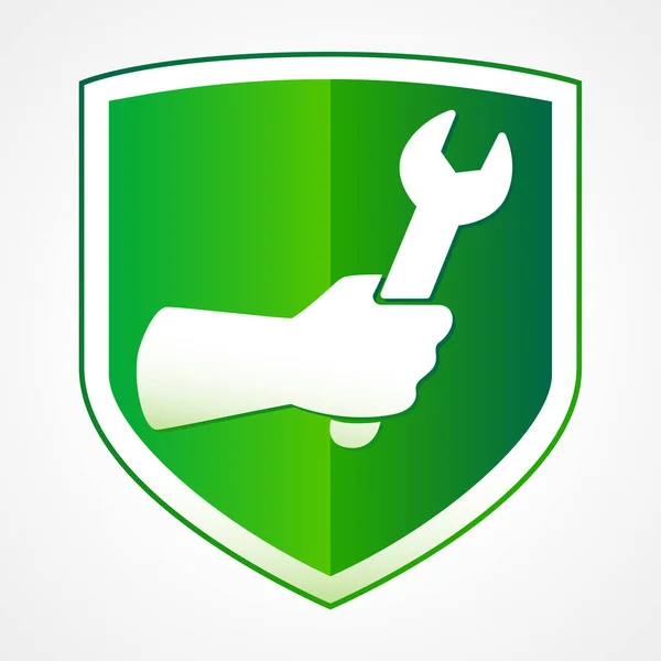 Sign Warranty Service Repair Fixing Industrial Logo Concept Worker Hand — Stock vektor