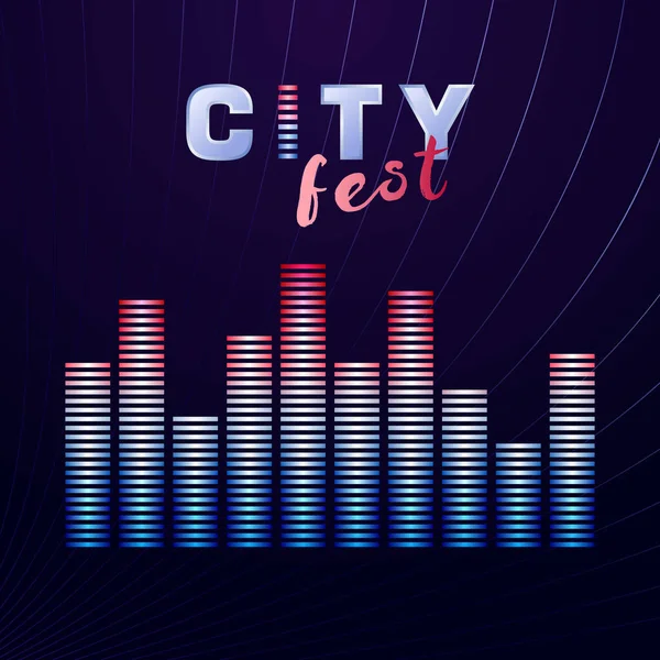 City Fest Logo Concept Creative Icon Banner Electronic Music Festival — стоковый вектор