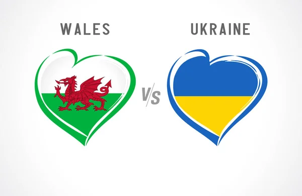 Pays Galles Ukraine Emblème Drapeau Football Équipe Nationale Sur Fond — Image vectorielle