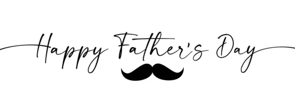 Bannière Typographique Happy Fathers Day Avec Moustache Affiche Calligraphie Citation — Image vectorielle