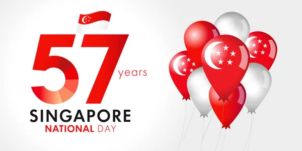 Years Anniversary Singapore National Day Happy Singapore Independence Day August — Stock Vector