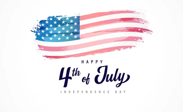 Χαρούμενη Σημαία Της 4Ης Ιουλίου Και Υδατογραφία Ιουλίου Ημέρα Ανεξαρτησίας — Διανυσματικό Αρχείο