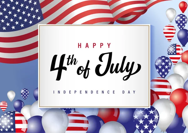 Joyeux Juillet Fête Usa Independence Day Carte Vœux Juillet Décoration — Image vectorielle