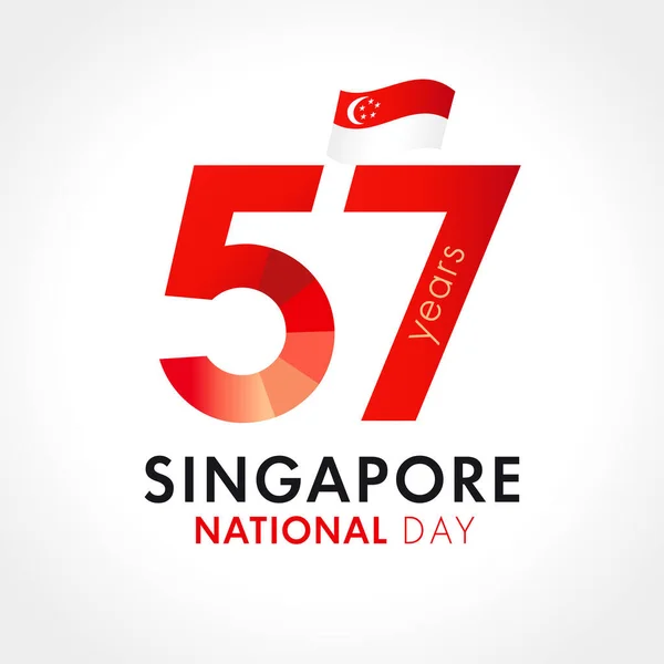 Years Anniversary Singapore National Day Banner Happy Singapore National Day — Stock Vector