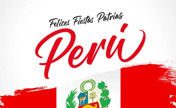 Felices Fiestas Patrias Pérou Texte Espagnol Joyeuse Fête Nationale Pérou — Image vectorielle