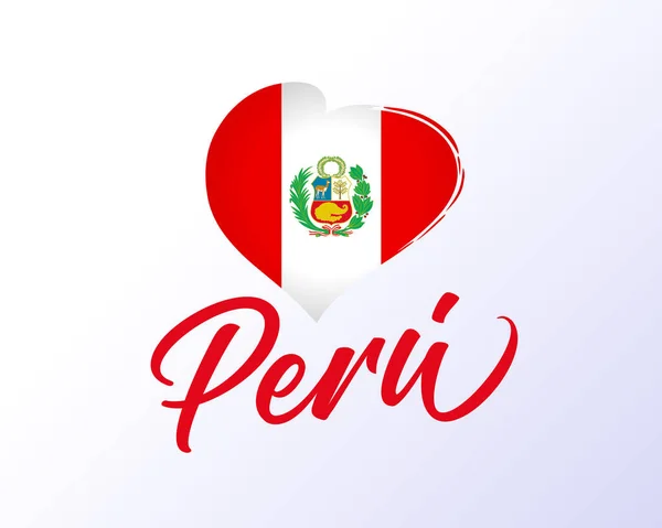 Peru July Independence Day Flag Heart Felices Fiestas Patrias Translation — 스톡 벡터