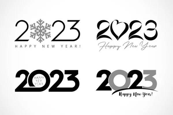 Big Set 2023 Text Design Heart Snow Simple Symbols Christmas — Image vectorielle