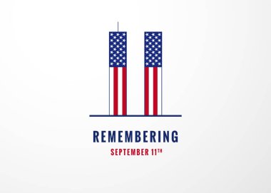 Remembering Patriot day 9.11, We will never forget. Vector Illustration of the Twin towers representing the number eleven. United States patriotic background for poster template