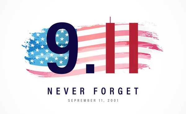 Never Forget September 2001 Vector Conceptual Illustration Patriot Day Usa — Archivo Imágenes Vectoriales