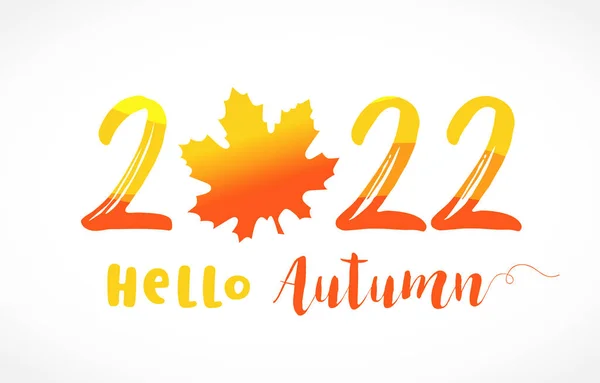 2022 Hello Autumn Colored Leaf Fashion Logo Concept Number Logotype — Stock Vector