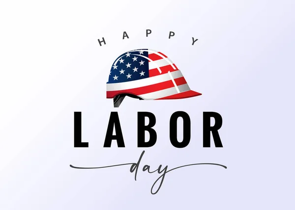 Happy Labor Day greeting card, helmet with USA flag. Achievements of American workers, holiday in United States on Monday, September 5th. Vector illustration