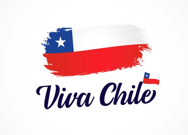 Viva Chile Translation Long Live Chile Vector Flag Lettering Text — ストックベクタ