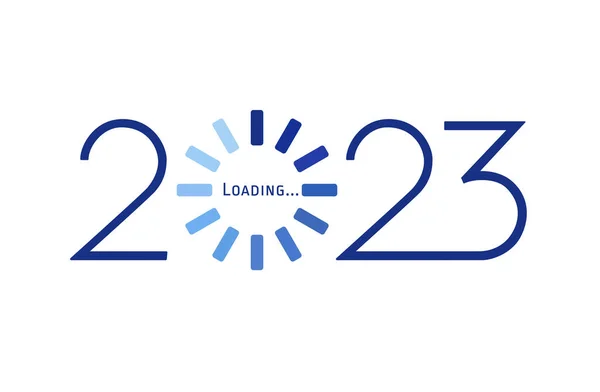 2023 Bonne Année Barre Chargement Bleue Icône Rotation Chargement Décorative — Image vectorielle