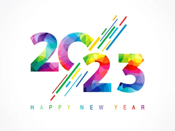 2023 Щасливі Новорічні Кольорові Фігури Творча Концепція Барвистих Чисел Плакату — стоковий вектор