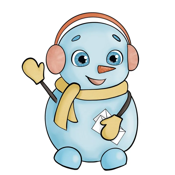 Noel Baba 'ya bir mektupla eşarplı bir kardan adam sizi selamlıyor.