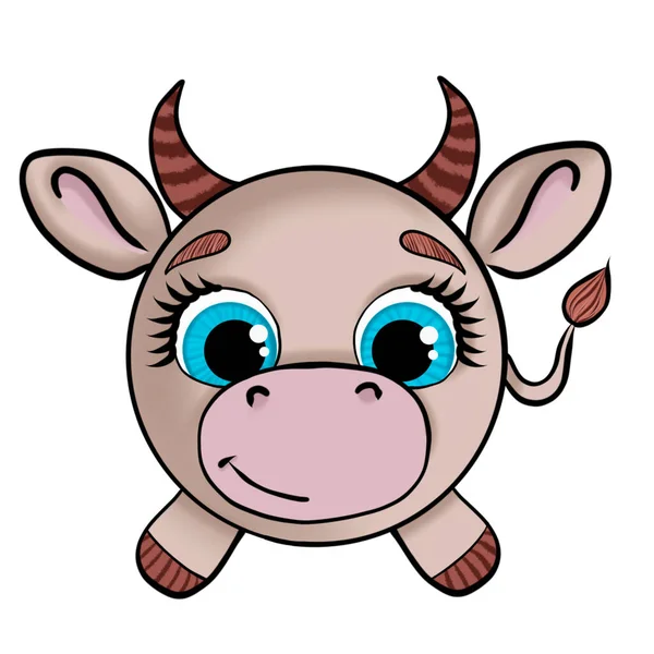 Cute Cow Big Eyes Long Eyelashes Cute Art — Stock Photo, Image