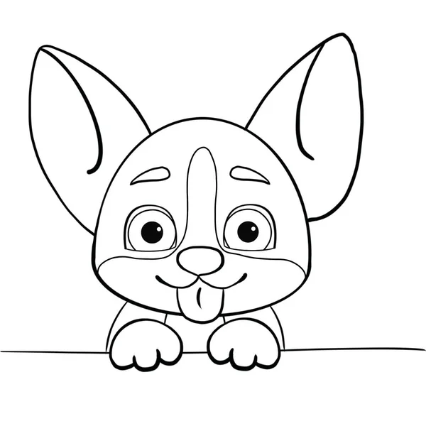 Şirin Corgi yavrusu seni gördüğüne sevindi. Boyama kitabı