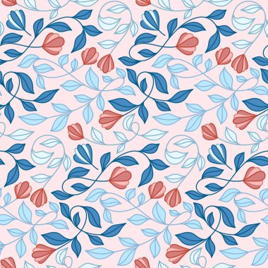 Dekoratif desenli çiçekli vektörsüz desen tasarımı. Bahar mevsimi için harika kumaş, tekstil, duvar kağıdı, koleksiyon defteri, hediye paketi, davetiye ve giysi..