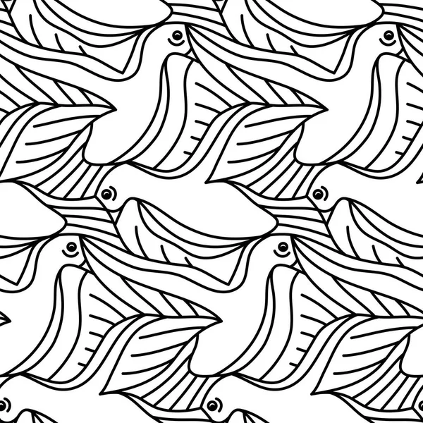 Basit Tessellation Kuş Hattı Vektörü Kusursuz Desen Tasarımı — Stok Vektör
