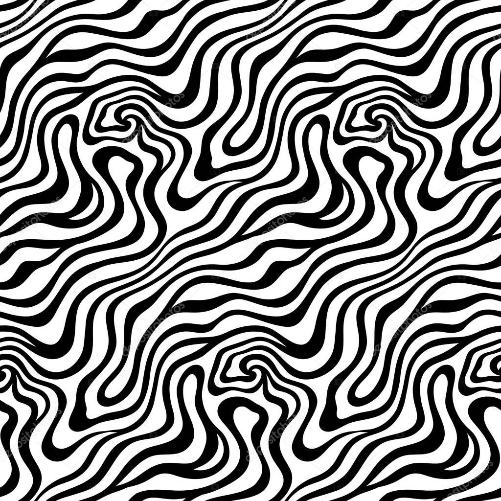 Abstract zebra wave black vector seamless pattern design. Awesome for spring summer vintage fabric, textile, wallpaper, scrap booking, gift wrap, invitation, and clothing.