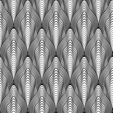 Siyah ve Beyaz Soyut Çizgi Çizgisi Kusursuz Şekil. Klasik ürün tasarımı, kumaş, arka plan, davetiyeler, ambalaj tasarım projeleri için harika. Yüzey deseni tasarımı.