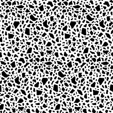 Siyah ve Beyaz Terrazzo Vektör Kusursuz Düzen. Klasik ürün tasarımı, kumaş, arka plan, davetiyeler, ambalaj tasarım projeleri için harika. Yüzey deseni tasarımı.