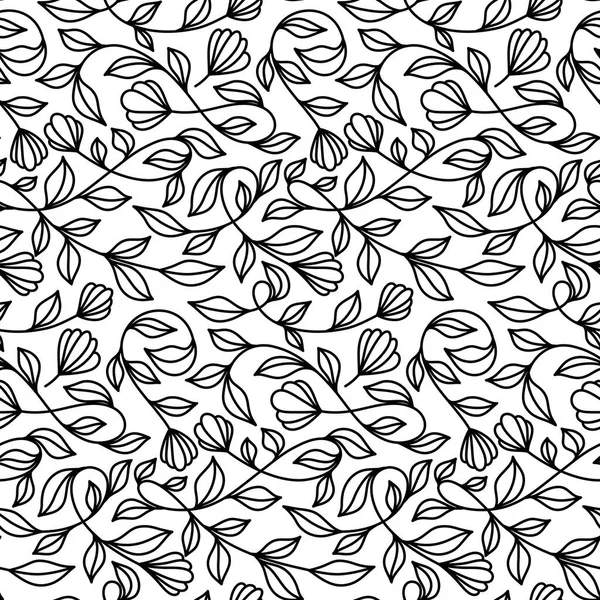 Schwarz Weiß Floral Vector Seamless Pattern Toll Für Klassisches Produktdesign — Stockvektor