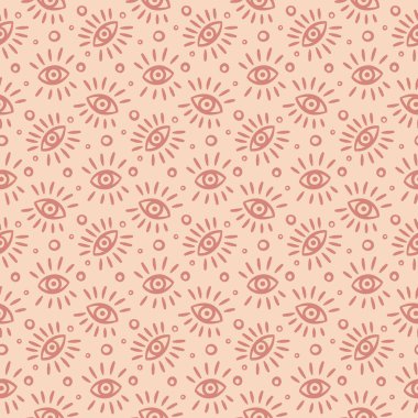 El Çekimi Gözler Dekoratif Vektör Kusursuz Desen. Klasik ürün tasarımı, kumaş, arka plan, davetiyeler, ambalaj tasarım projeleri için harika. Yüzey deseni tasarımı.