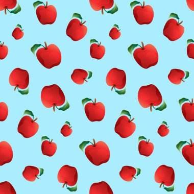 Kırmızı Elma Meyve Vektörü Kusursuz Desen. Klasik ürün tasarımı, kumaş, arka plan, davetiyeler, ambalaj tasarım projeleri için harika. Yüzey deseni tasarımı.