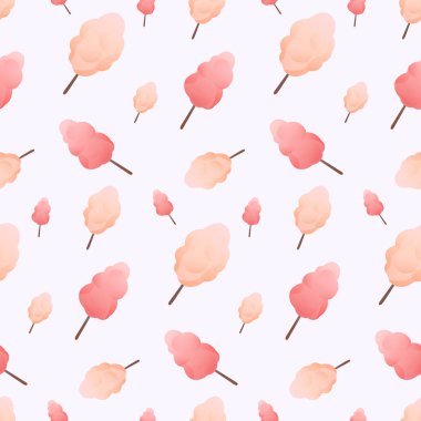 Pamuk Şeker Şekeri Vektör Kusursuz Desen. Klasik ürün tasarımı, kumaş, arka plan, davetiyeler, ambalaj tasarım projeleri için harika. Yüzey deseni tasarımı.